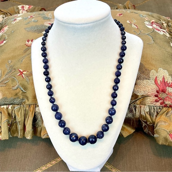Vintage Necklace Navy Blue Large Beads (~18 in) - Picture 1 of 3